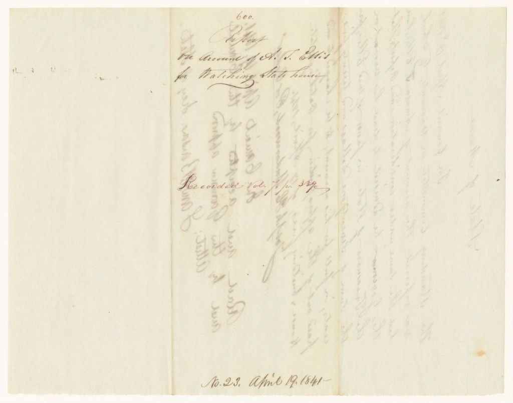 Miniature of Report 600: Report on the Account of Amasa T. Ellis, for Watering the State House