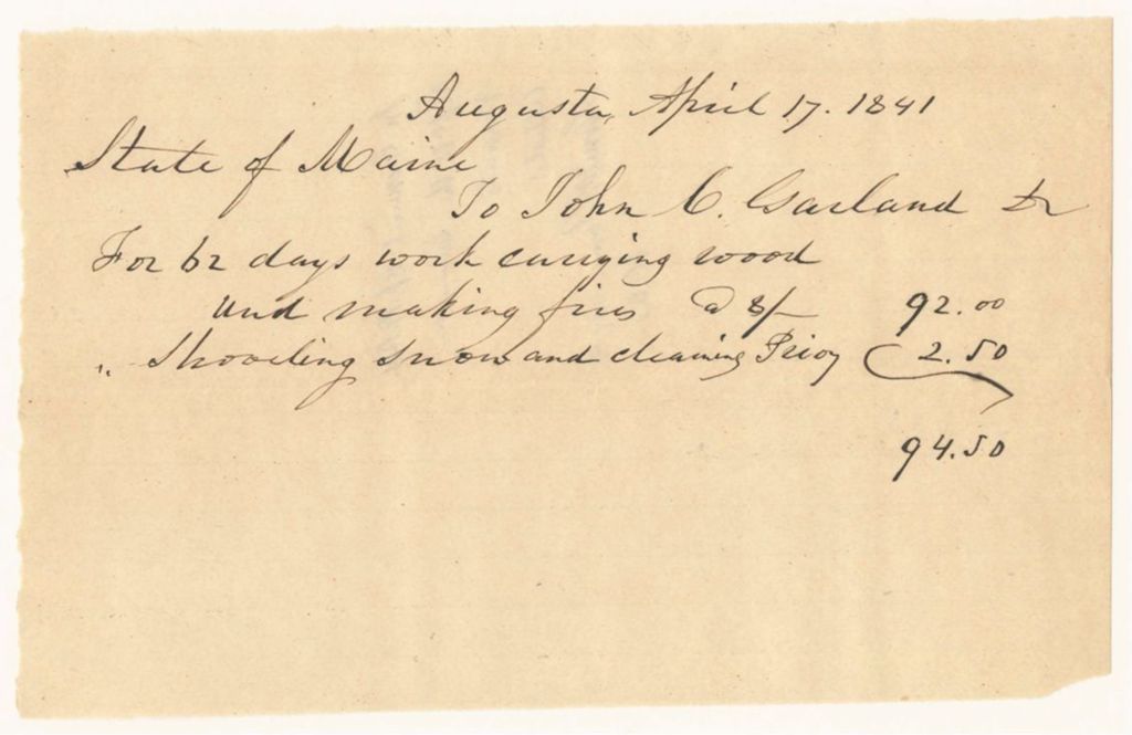Miniature of Account of John C. Garland for Watching the State House