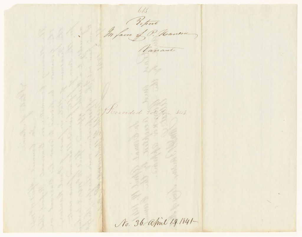 Miniature of Report 613: Report on Warrant in Favor of Paul Hanson