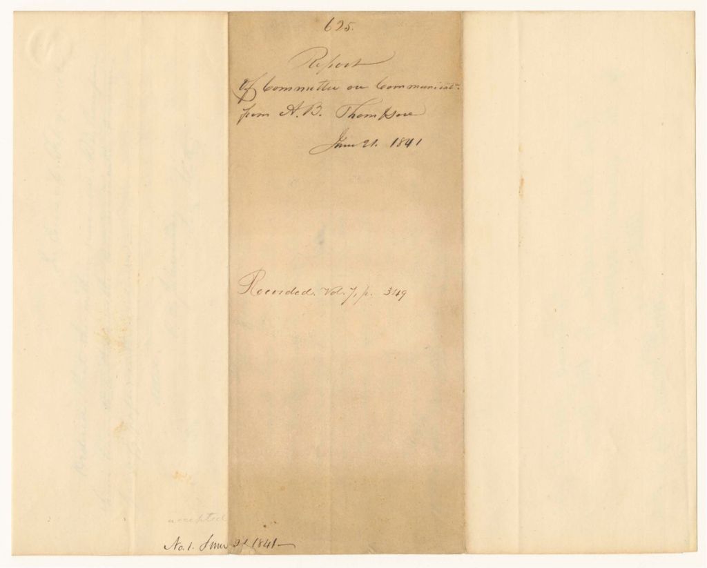 Miniature of Report 625: Report of Committee on Communication from A.B. Thompson, Adjutant General