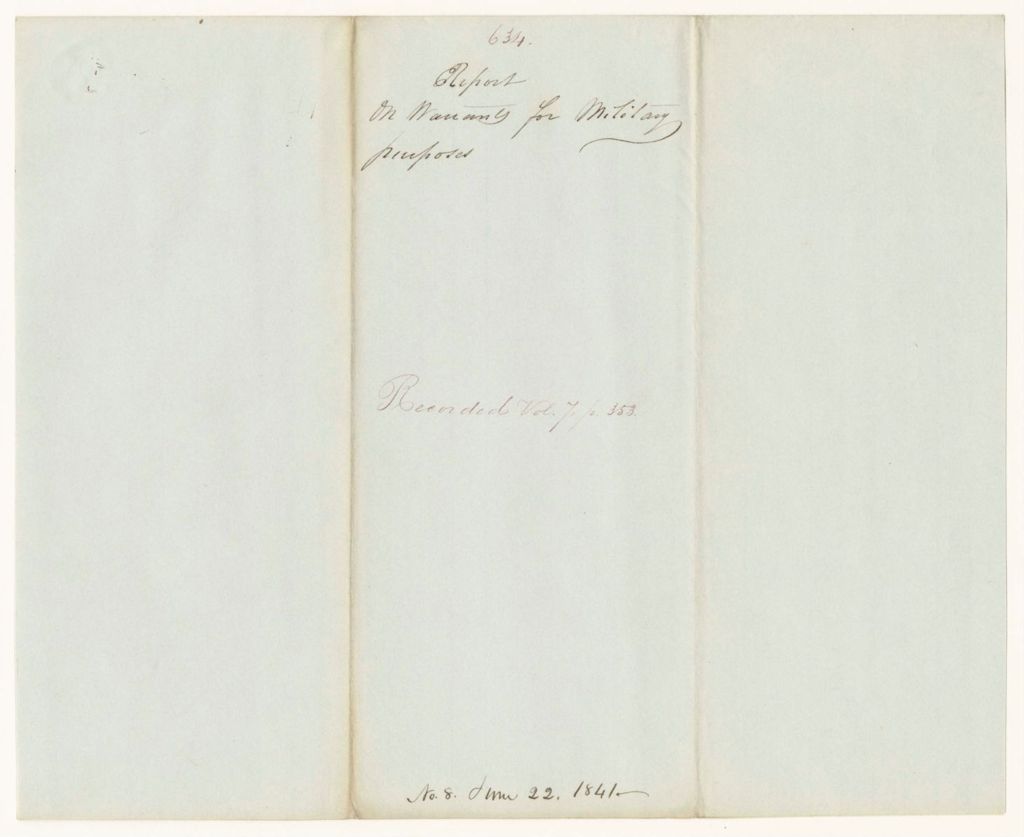 Miniature of Report 634: Report on Warrants for Military Purposes