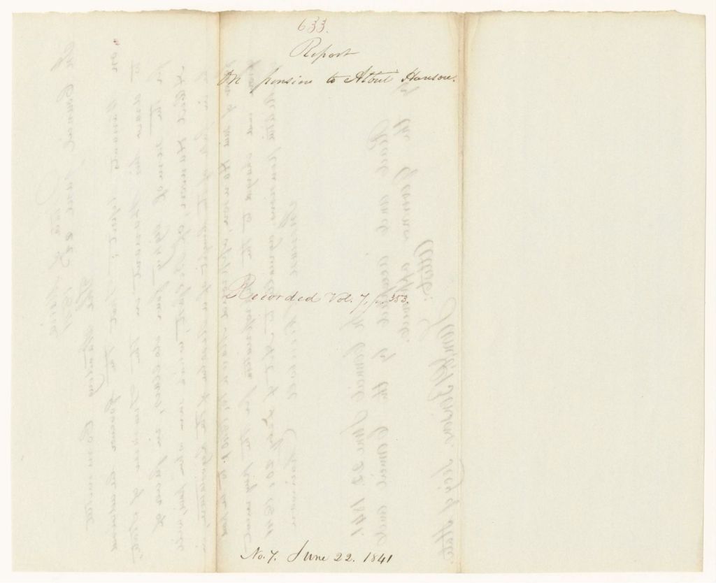 Miniature of Report 633: Report on Pension to Albert Hanson of Belfast