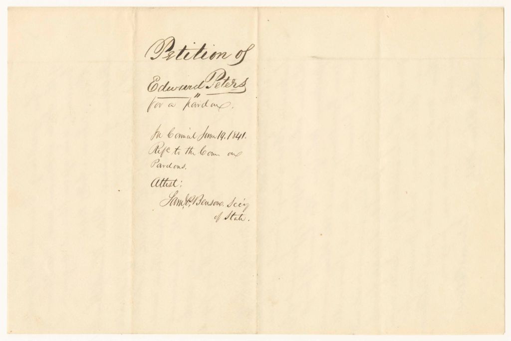Miniature of Petition of Edward Peters for a Pardon