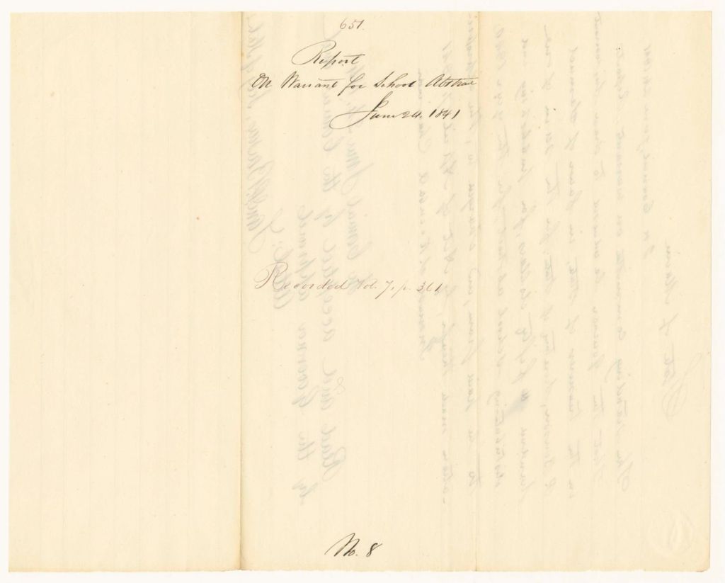Miniature of Report 651: Report on Warrant for Publishing and Distributing School Abstract