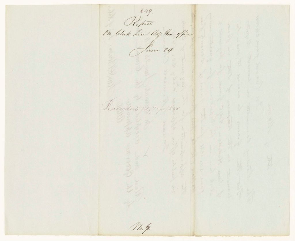 Miniature of Report 649: Report on Clerk Hire in the Adjutant General's Office