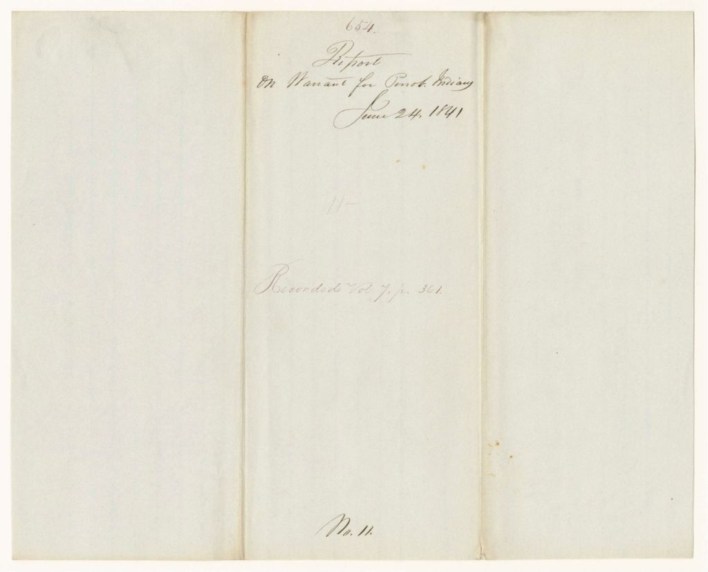 Miniature of Report 654: Report on a Warrant for the Penobscot Indians