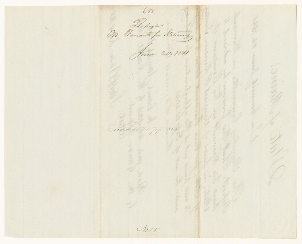 Miniature of Report 658: Report on Warrant for Stationery