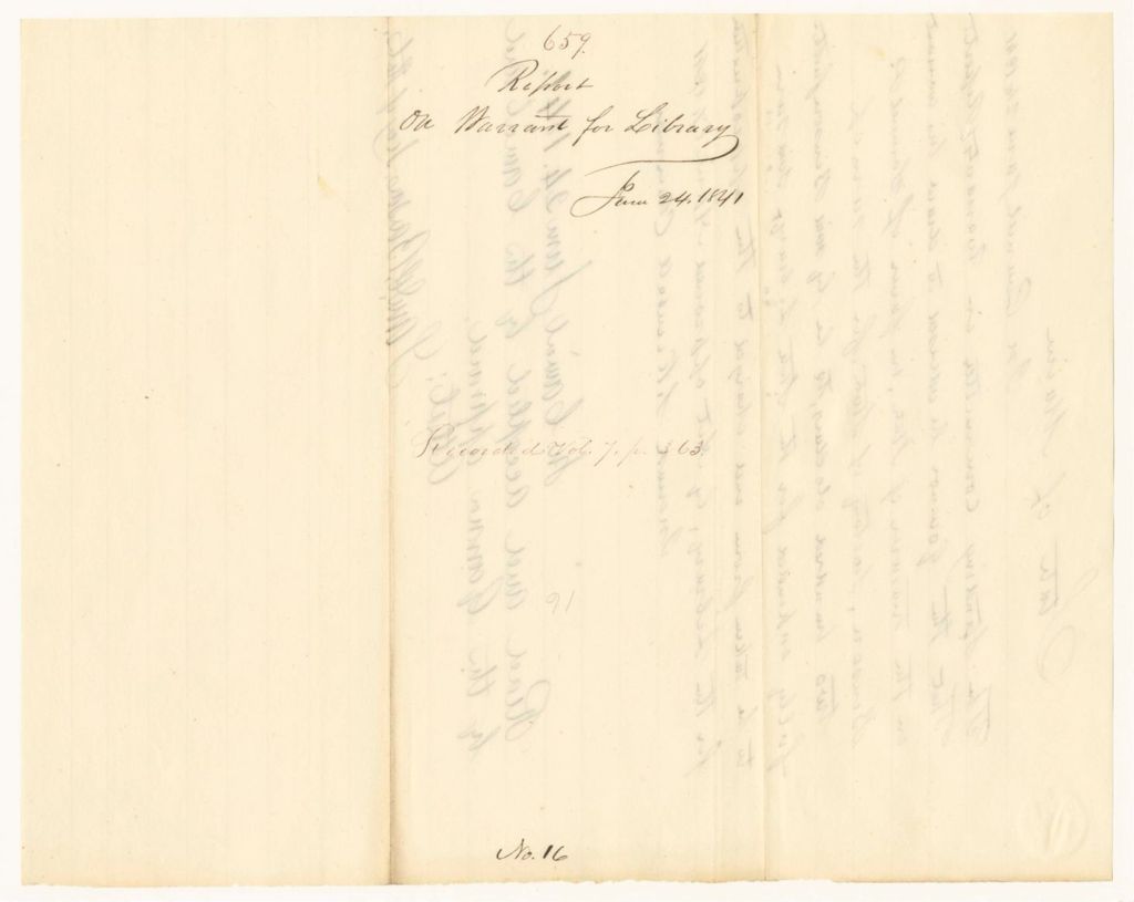 Miniature of Report 659: Report on Warrant for Library