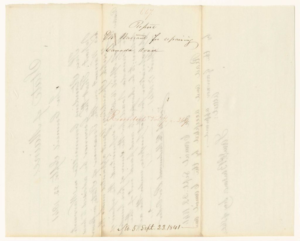 Miniature of Report 667: Report on Warrant for Repairing the Canada Road