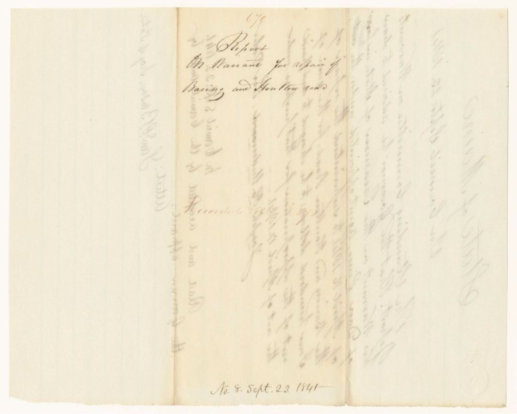 Miniature of Report 670: Report on Warrants for Repair of Baring and Houlton Road