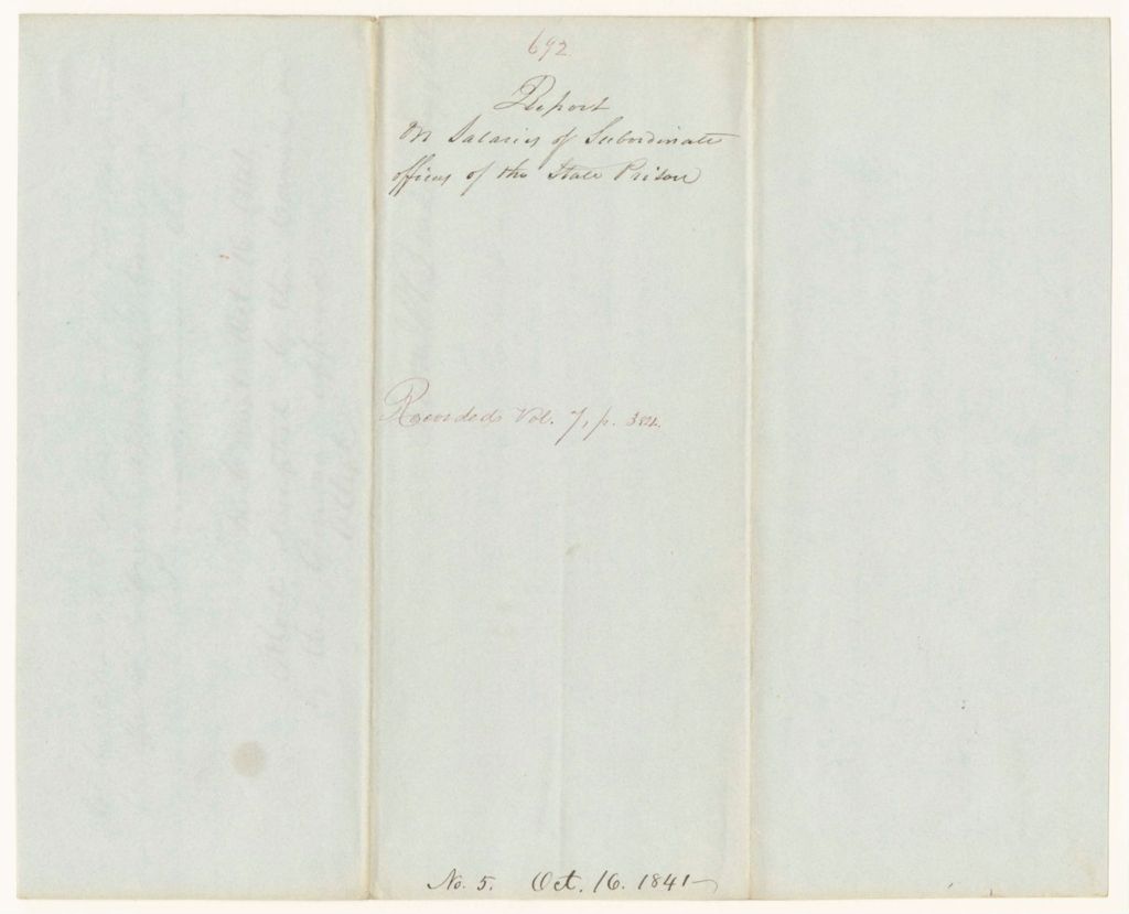 Miniature of Report 692: Report on Salaries of Subordinate Officers of the State Prison