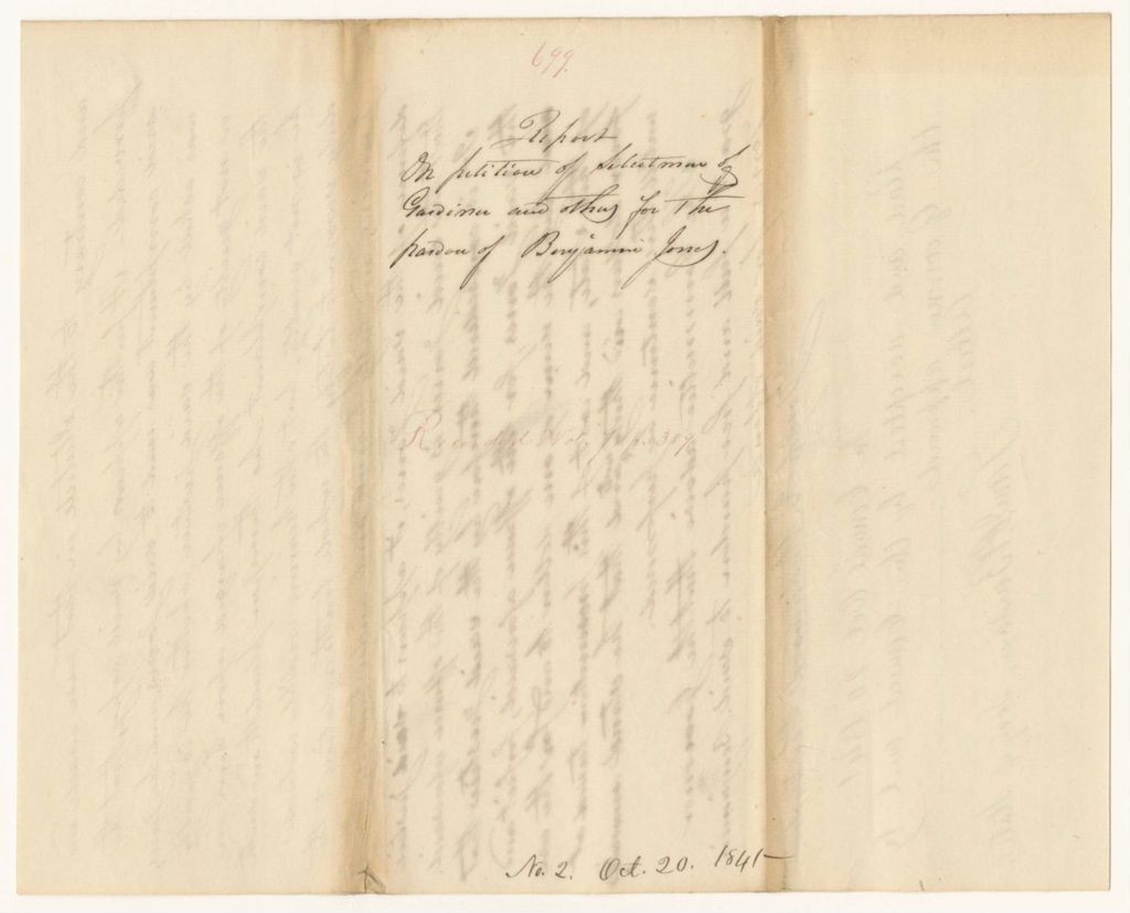 Miniature of Report 699: Report on Petition of Selectmen of Gardiner and Others for the Pardon of Benjamin Jones