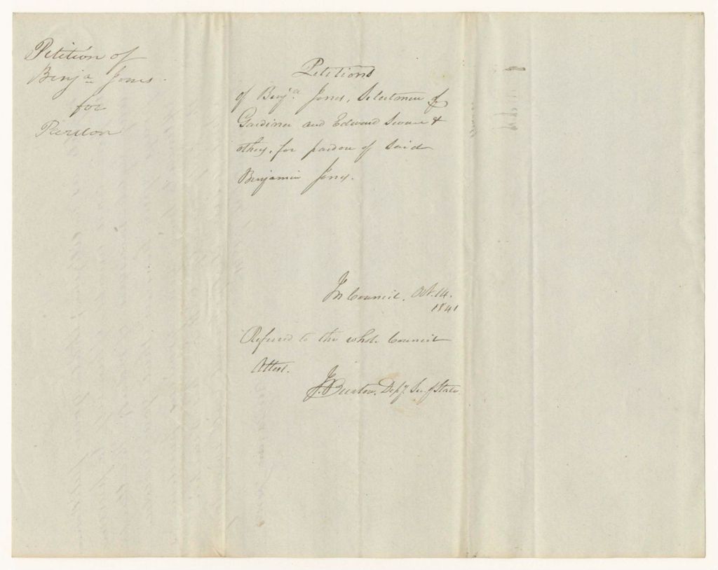 Miniature of Petition of Benjamin Jones for a pardon