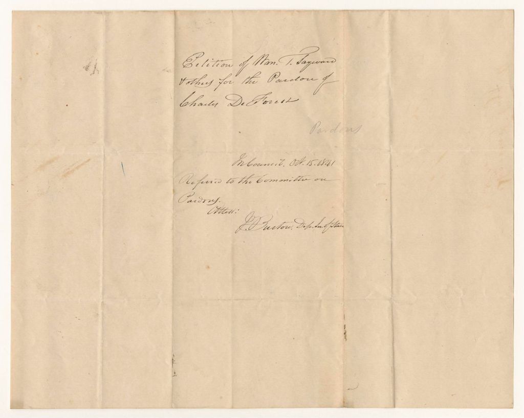 Miniature of Petition of William T. Sayward and others for the Pardon of Charles DeForest