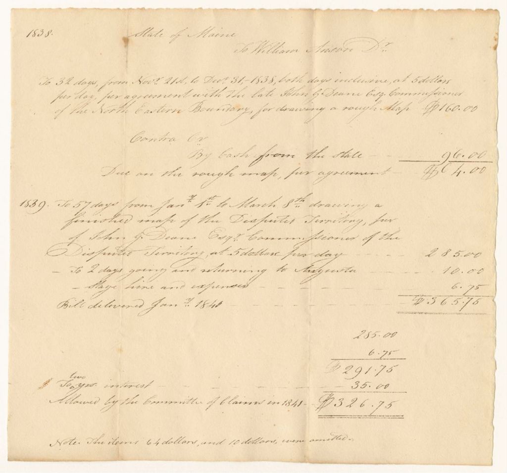 Miniature of Account of William Anson, for drawing maps of the Disputed Territory