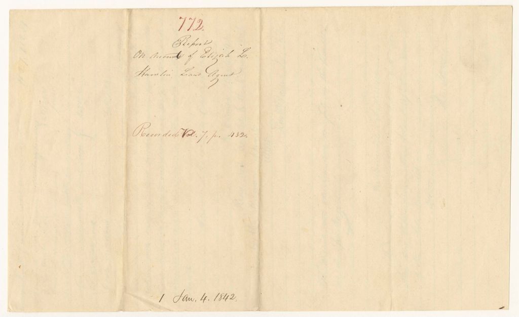Miniature of Report 772: Report on Account of Elijah L. Hamlin, Land Agent