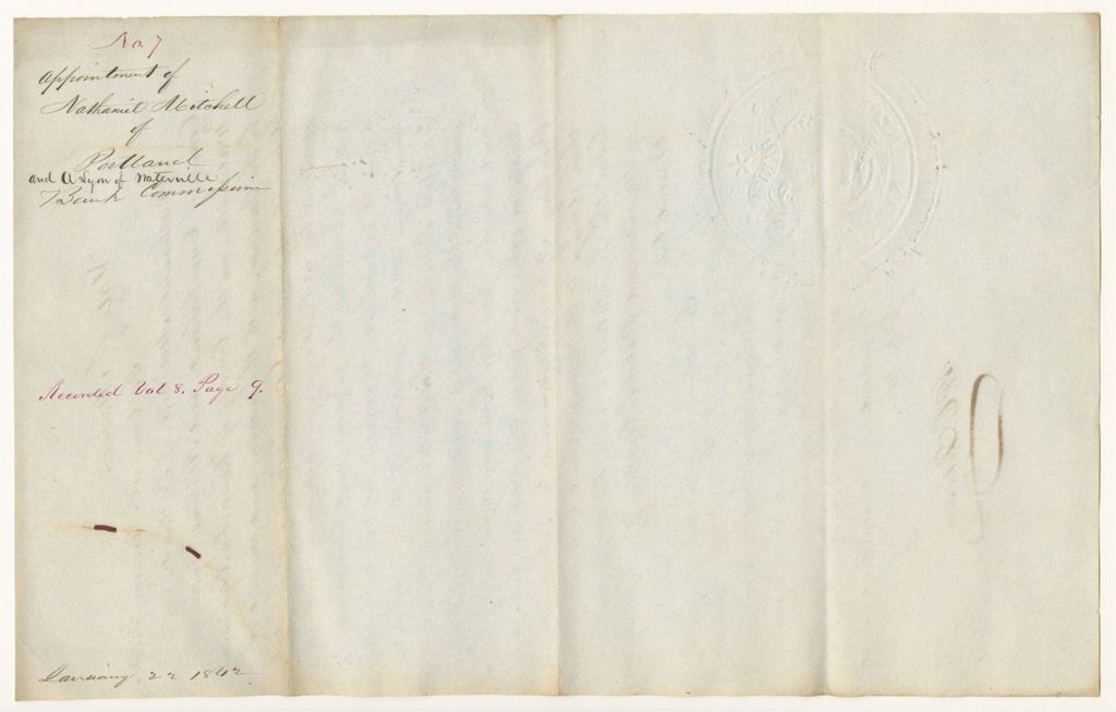 Miniature of Report 7: Appointment of Nathaniel Mitchell of Portland and A. Lyon of Waterville, Bank Commissioners