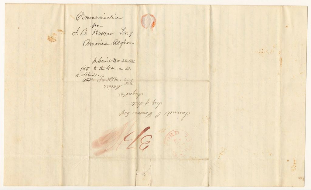Miniature of Communication from J.B. Hosman, Treasurer of the American Asylum