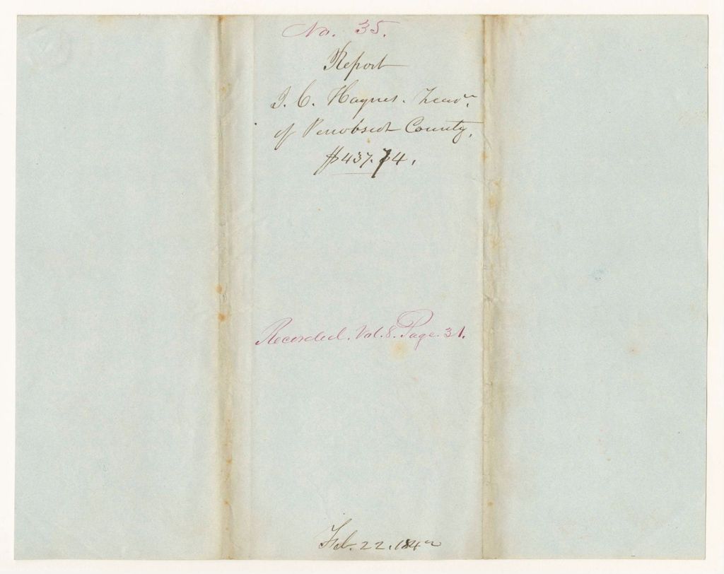 Miniature of Report 35: Report, I.C. Haynes, Treasurer of Penobscot County