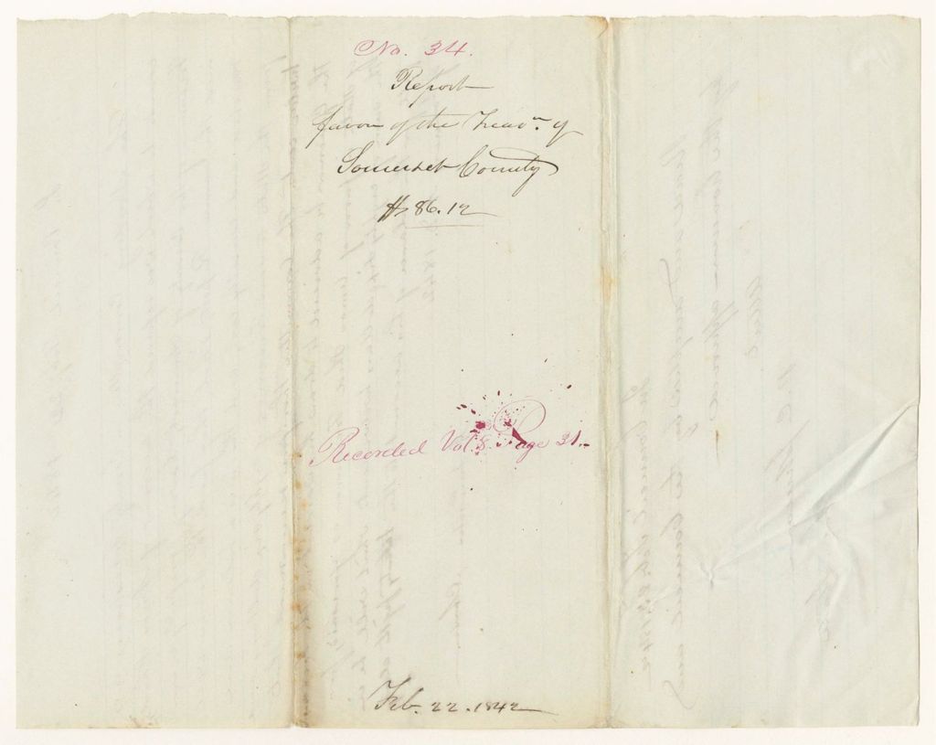 Miniature of Report 34: Report in Favor of the Treasurer of Somerset County