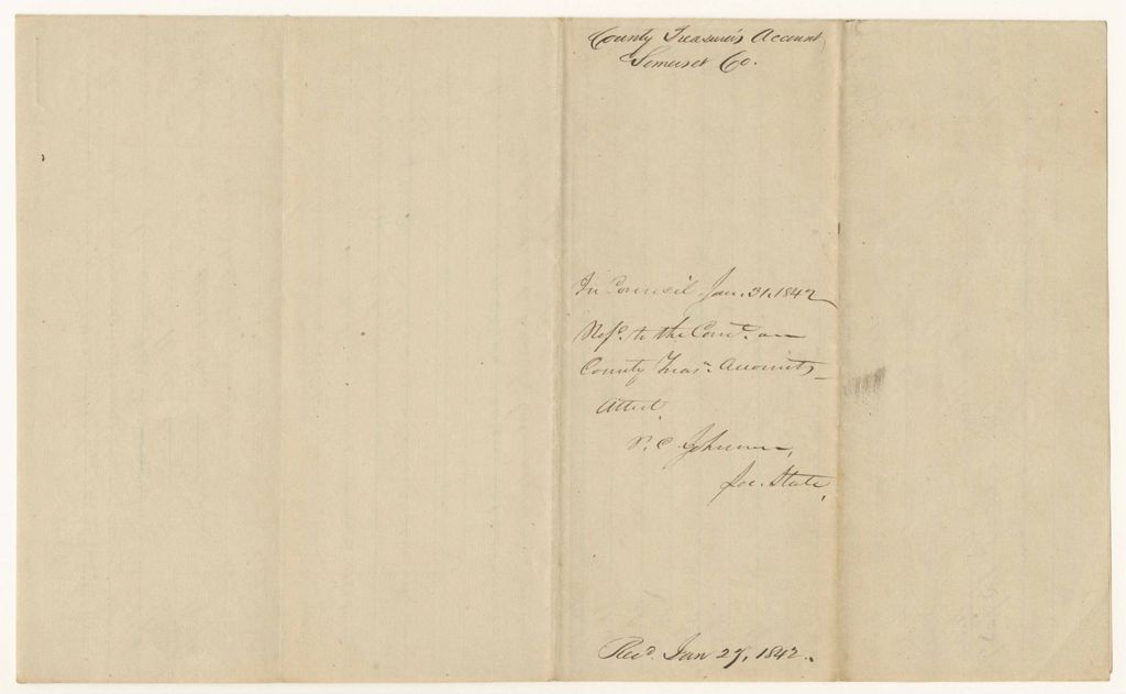 Miniature of Account of Amos Shed, Treasurer of Somerset County