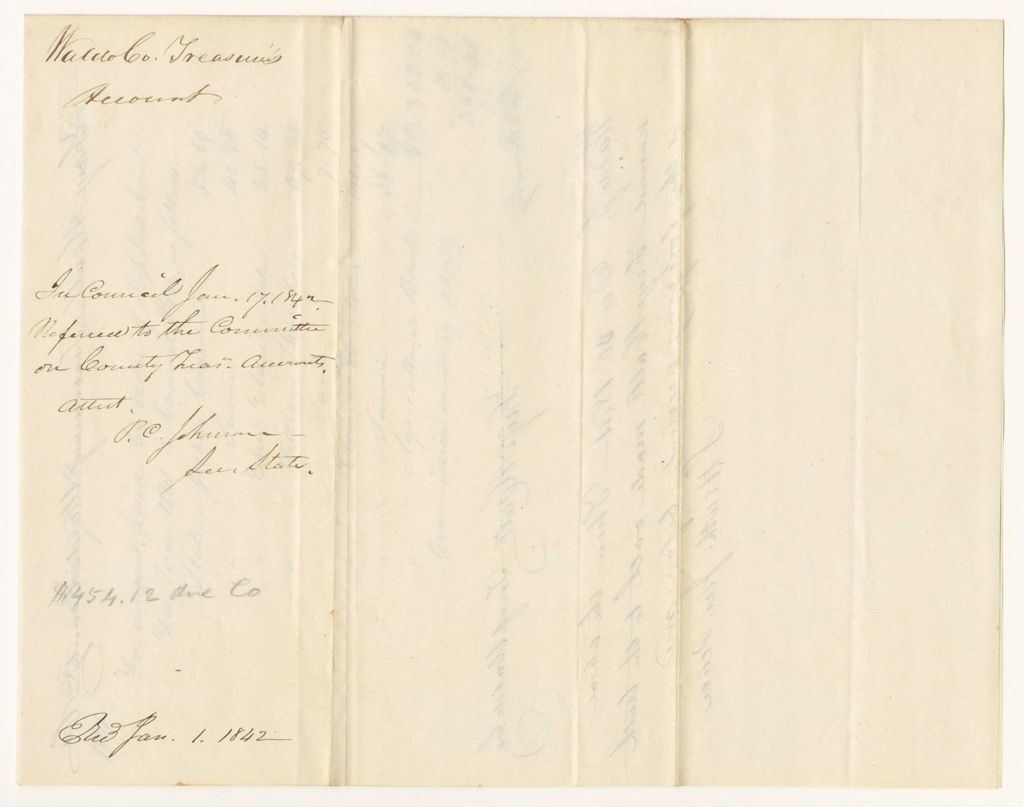 Miniature of Account of Frye Hall, Treasurer of Waldo County