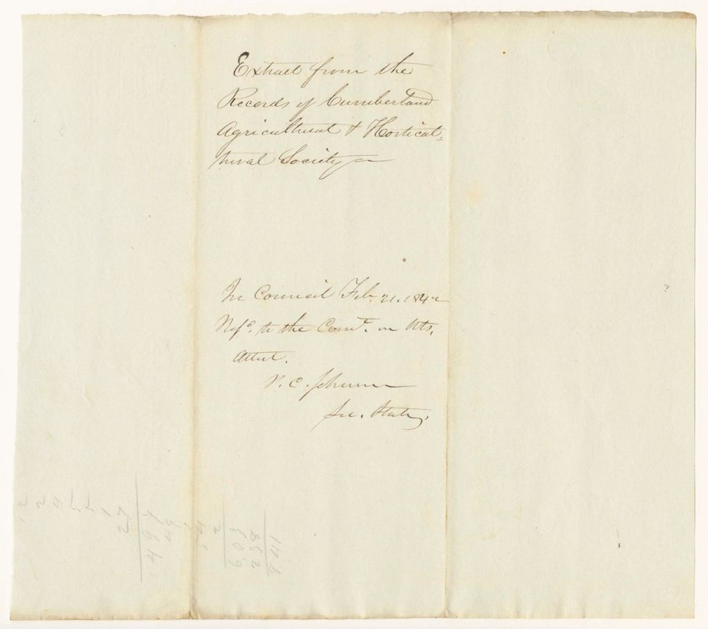 Miniature of Extract from the Records of the Cumberland Agricultural and Horticultural Society