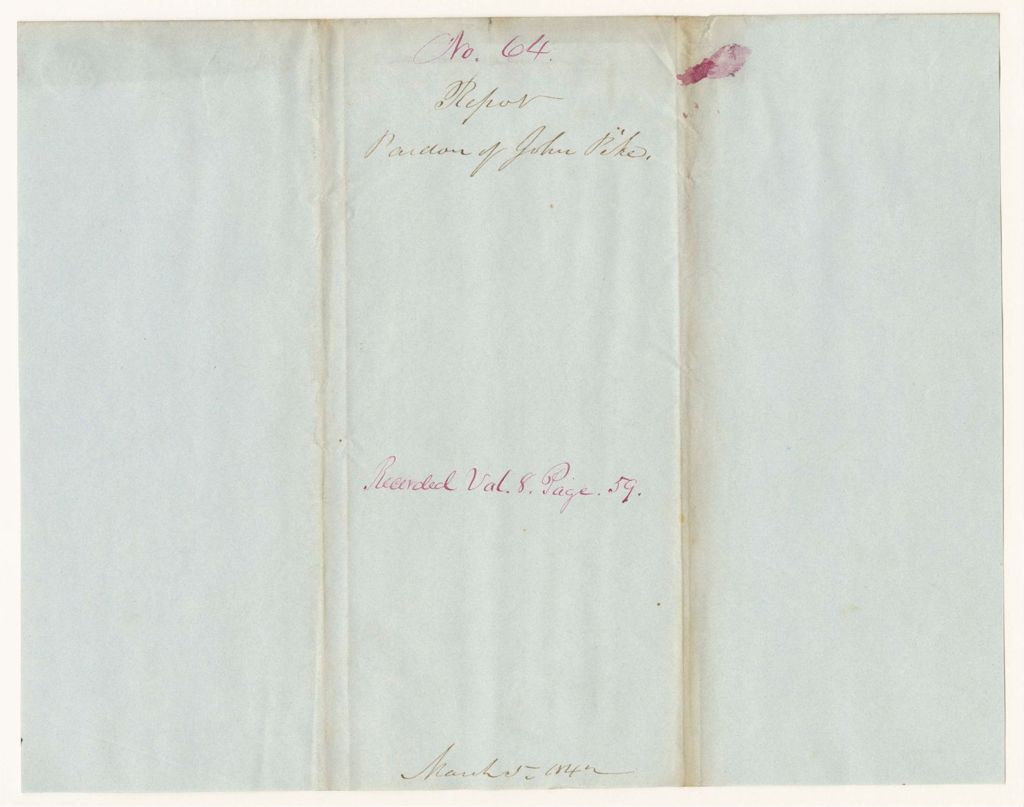 Miniature of Report 64: Report on the Pardon of John Pike