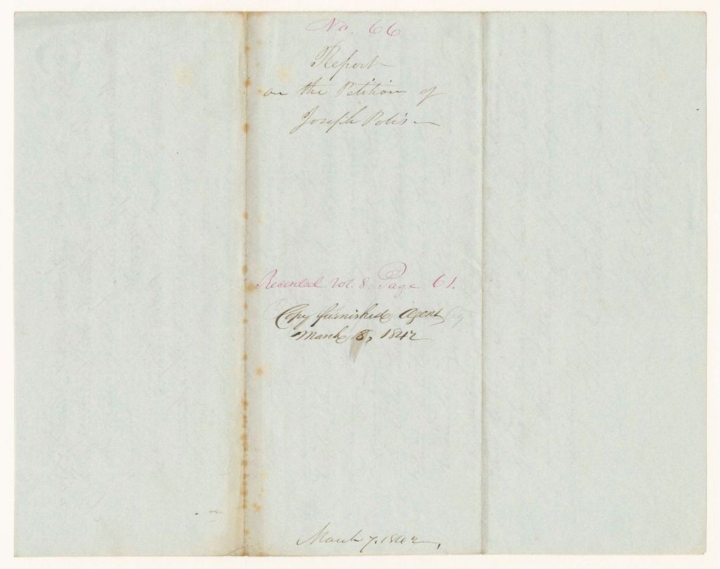 Miniature of Report 66: Report on the Petition of Joseph Polis
