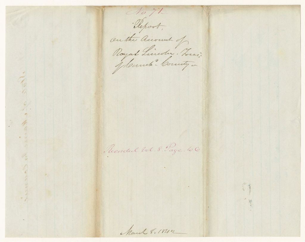 Miniature of Report 71: Report on the Account of Royal Lincoln, Treasurer of Cumberland County