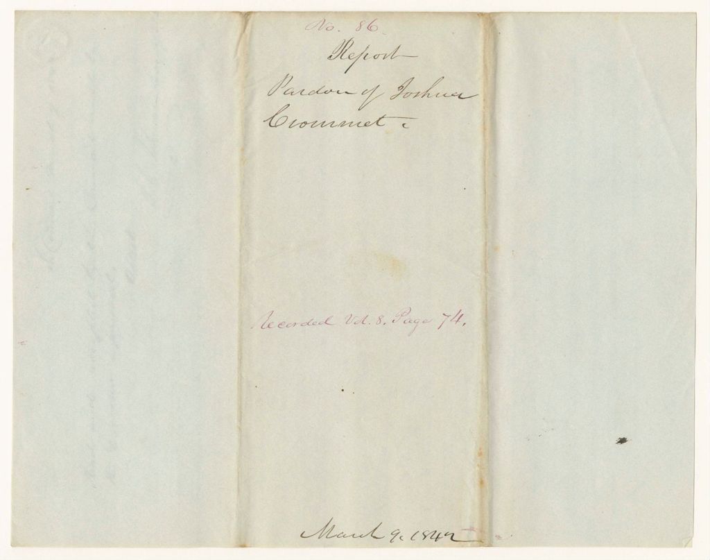 Miniature of Report 86: Report - Pardon of Joshua Crommit