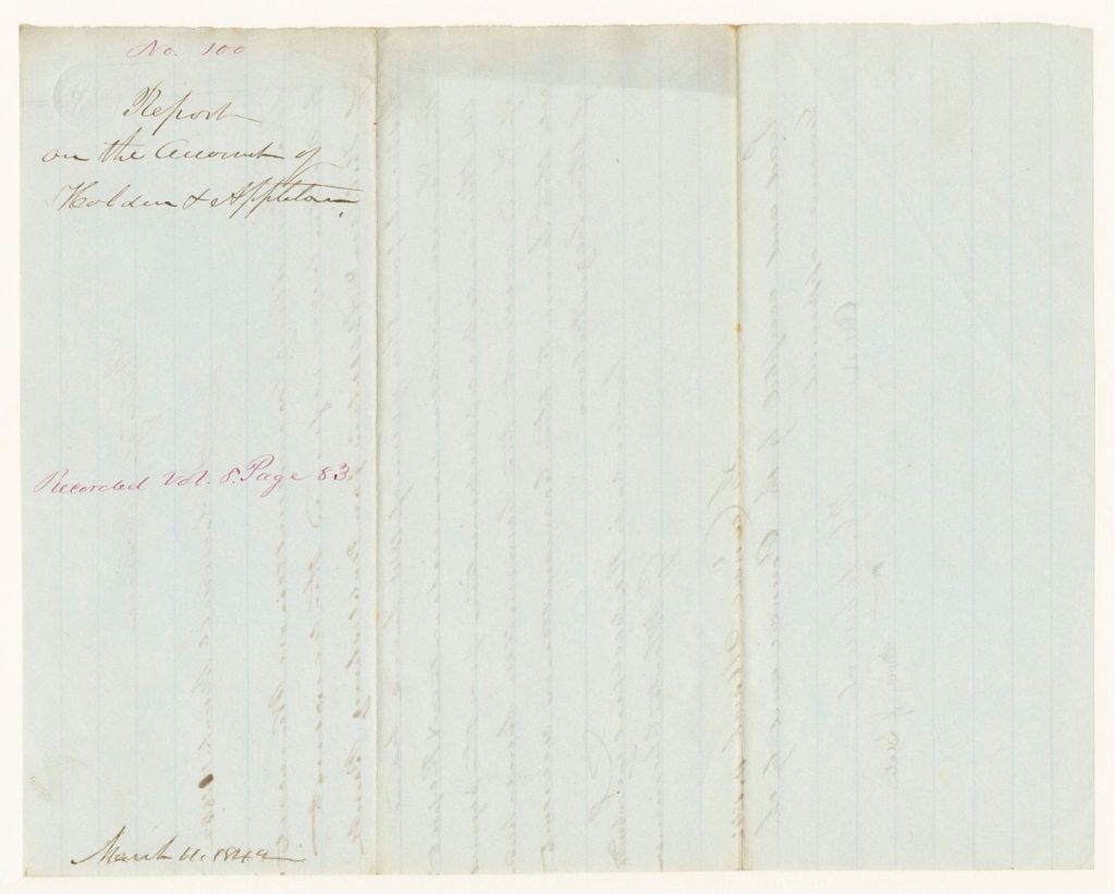 Miniature of Report 100: Report on the Account of Holden and Appleton