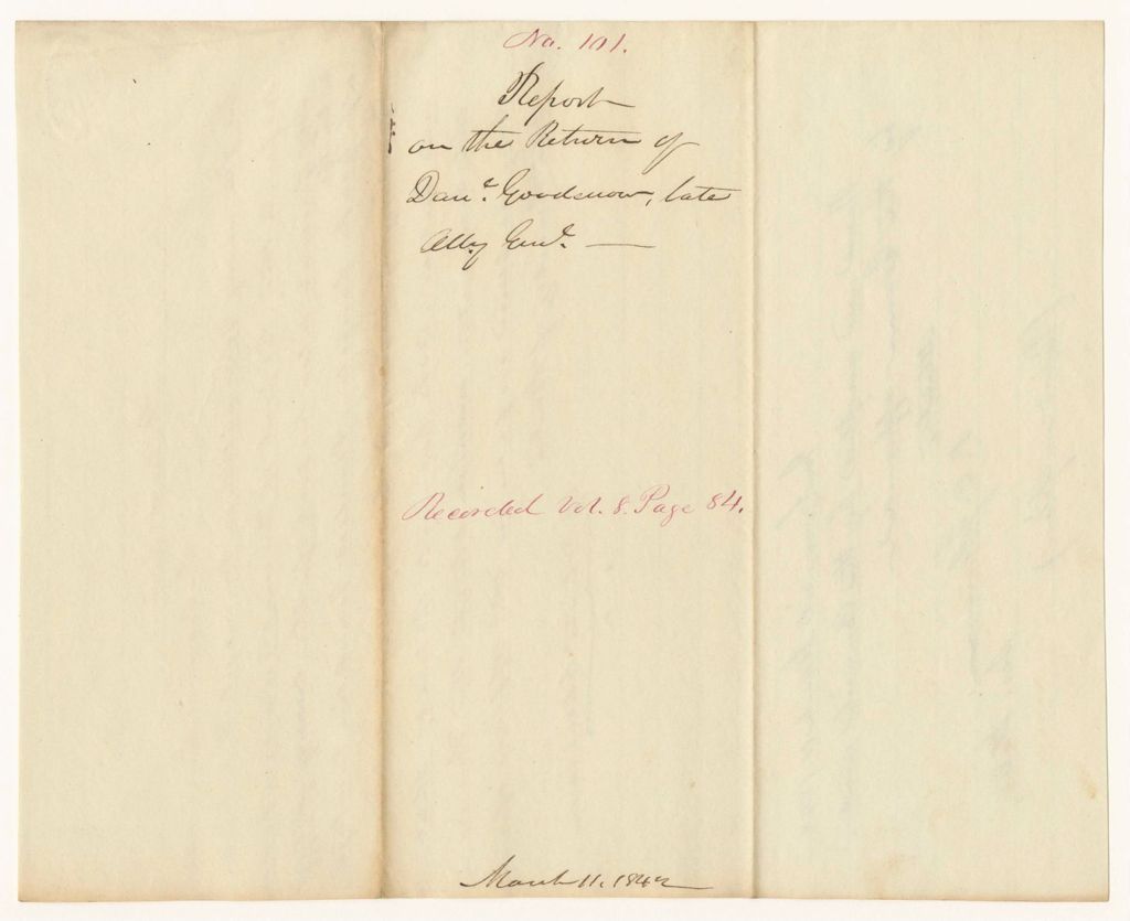 Miniature of Report 101: Report on the Return of Daniel Goodenow, Late Attorney General