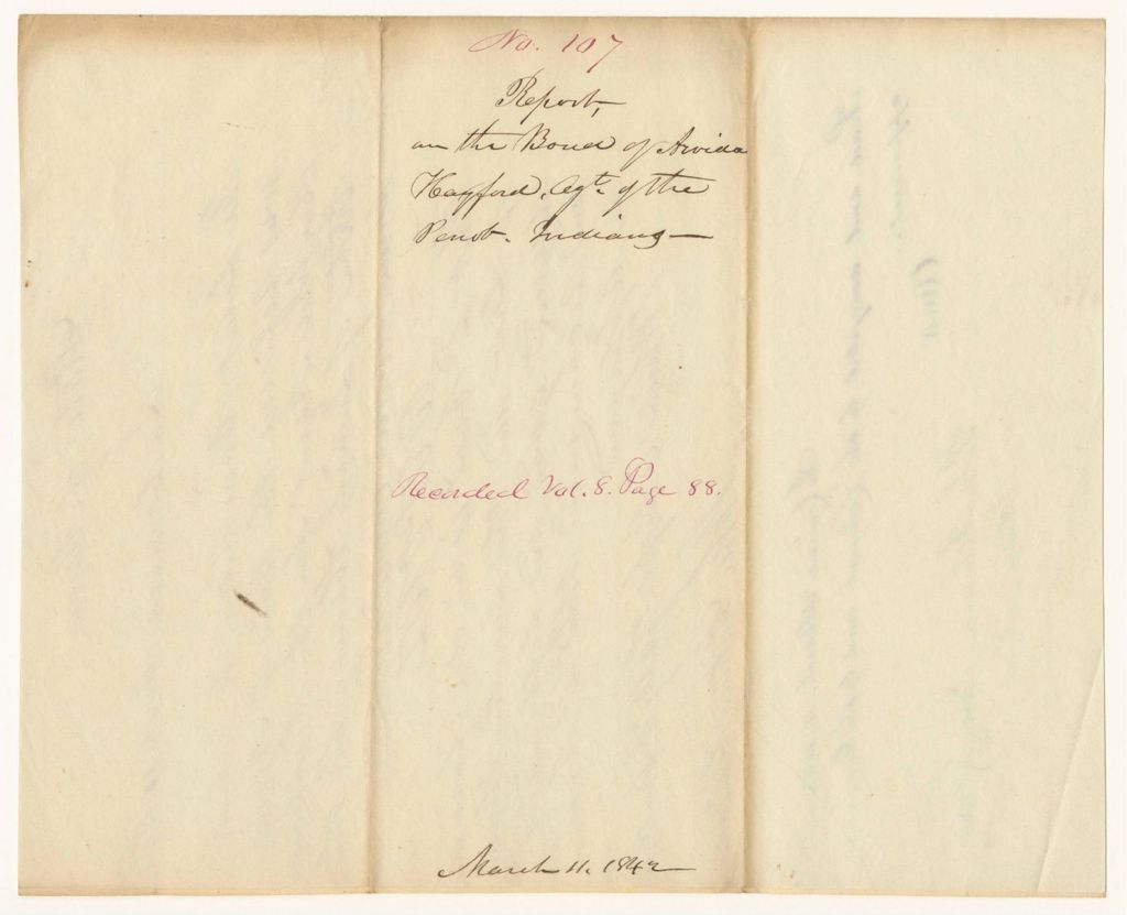 Miniature of Report 107: Report on the Bond of Arvida Hayford, Agent of the Penobscot Indians