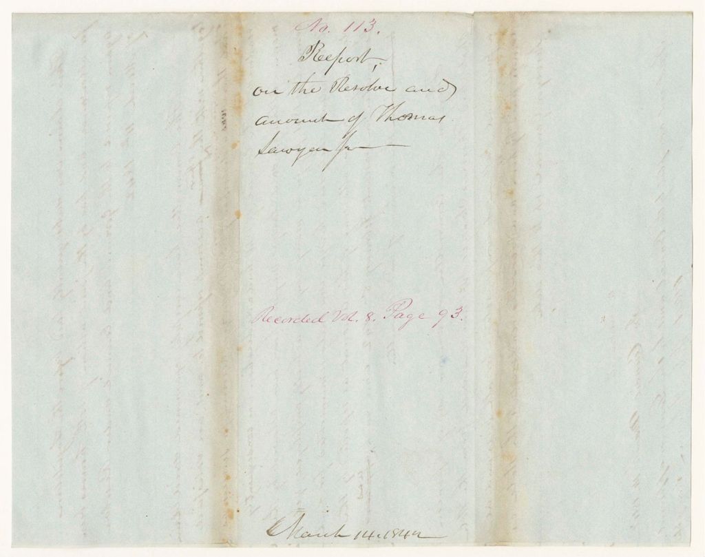 Miniature of Report 113: Report on the Resolve and Account of Thomas Sawyer Jr.