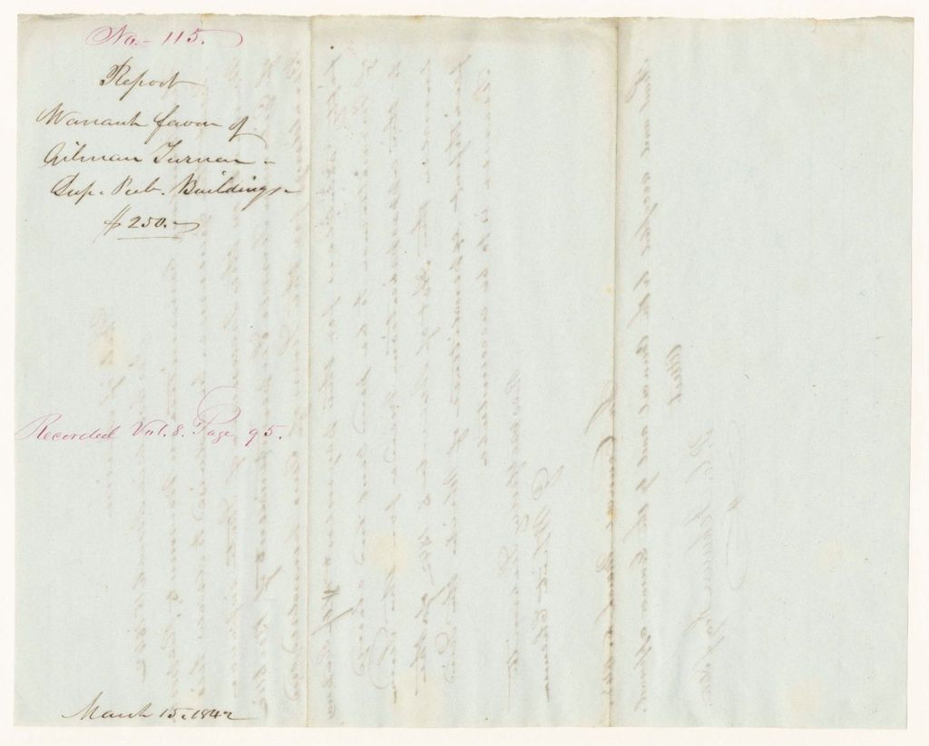 Miniature of Report 115: Report - Warrant in Favor of Gilman Turner, Superintendent of Public Buildings