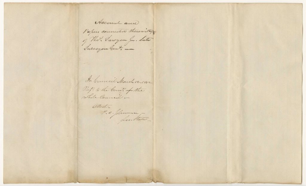 Miniature of Account and papers connected therewith of Thomas Sawyer Jr., late Surveyor General
