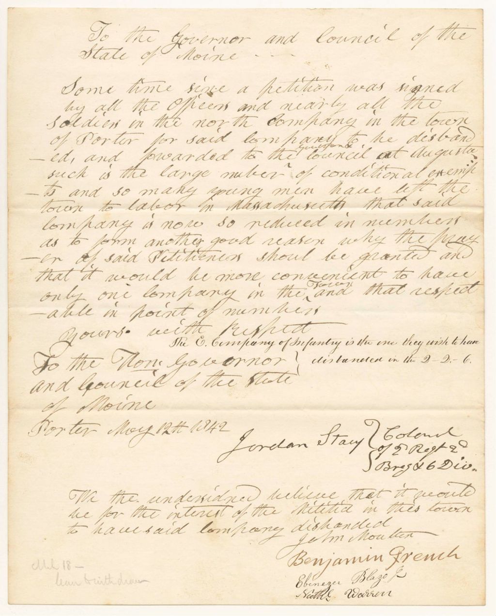 Miniature of Statement of Col. Jordan Stacy of the 2nd Regiment, 2nd Brigade, 6th Division