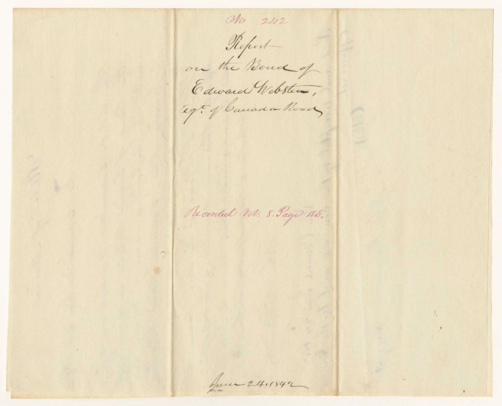 Miniature of Report 242: Report on the Bond of Edmund Webster, Agent of the Canada Road
