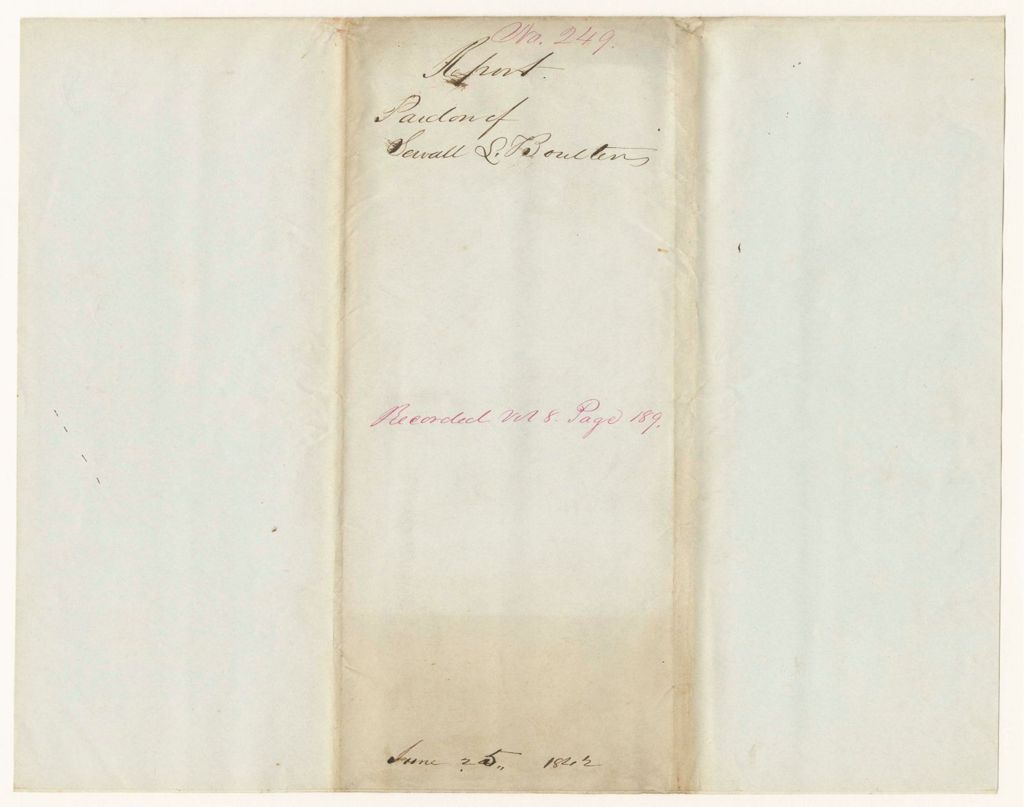 Miniature of Report 249: Report - Pardon of Sewall L. Boulter