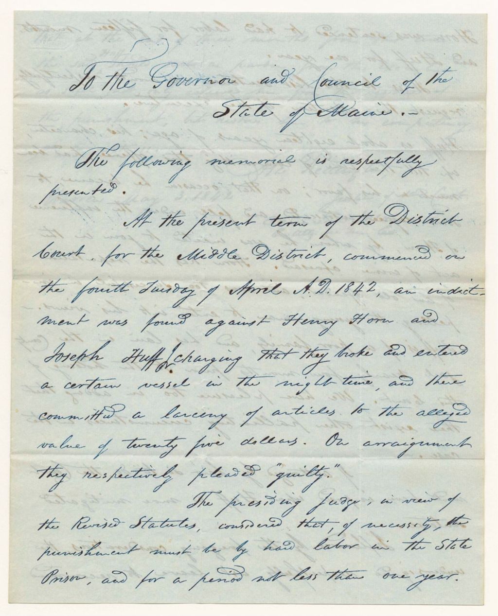 Miniature of Asa Redington Jr. and Edmund Wilson for the Pardon of Joseph Huff Jr.