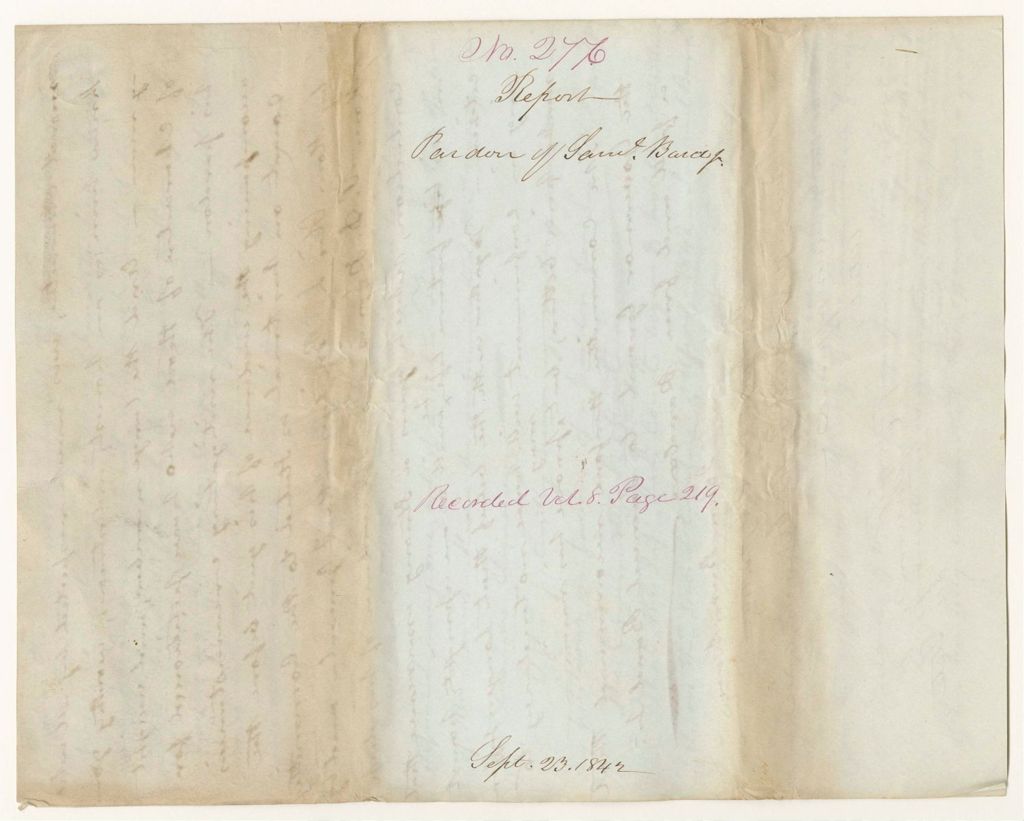 Miniature of Report 276: Report - Pardon of Samuel Bard Jr.