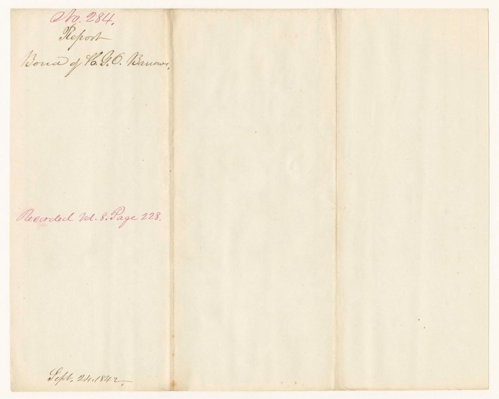 Miniature of Report 284: Report - Bond of H.G.O. Barrows