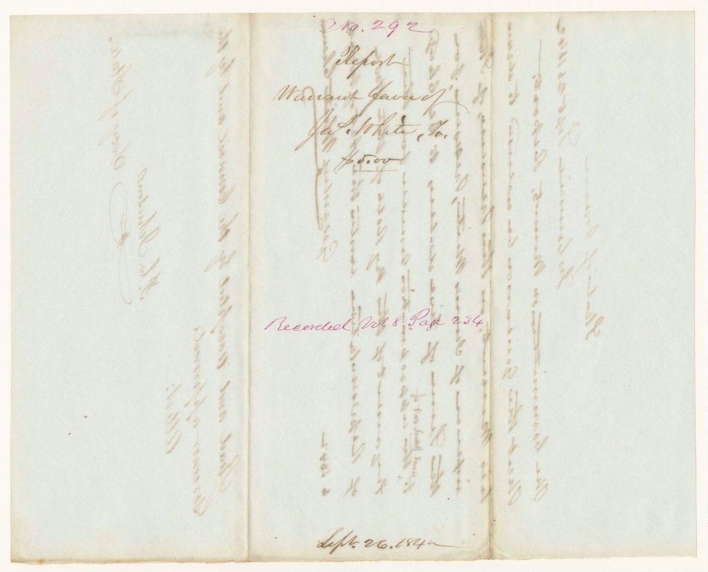 Miniature of Report 292: Report - Warrant in Favor of James White