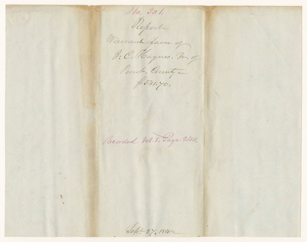 Miniature of Report 301: Report - Warrant in Favor of I.C. Haynes, Treasurer of Penobscot County
