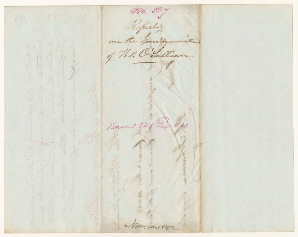 Miniature of Report 327: Report on the Communication of Thomas O'Sullivan
