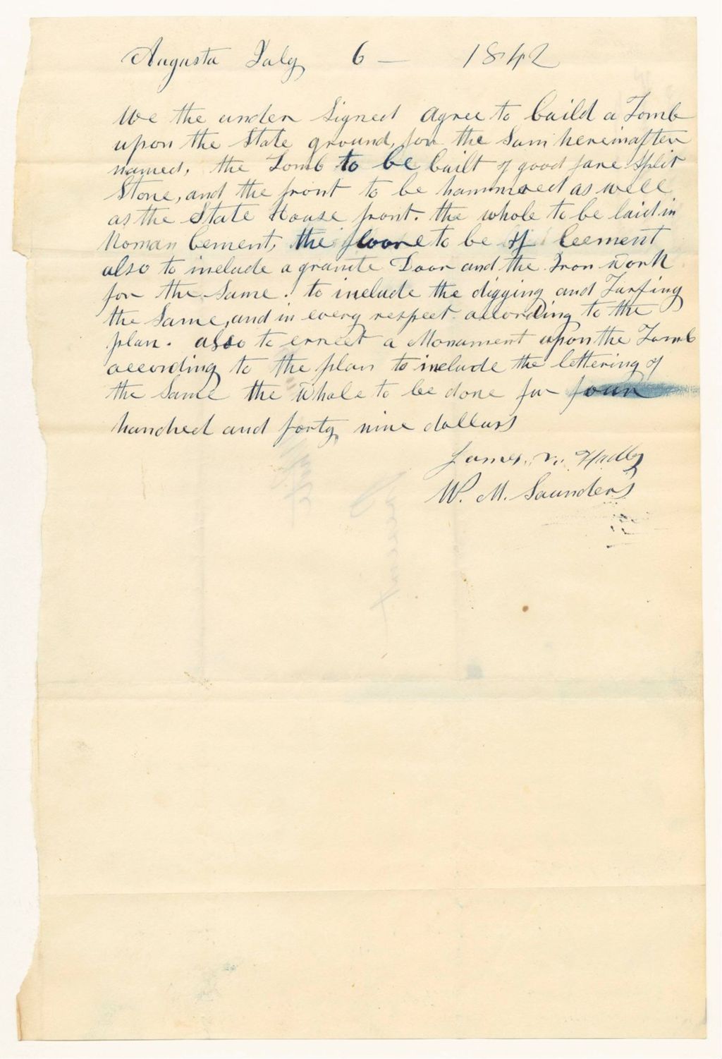 Miniature of James Hadley and W.M. Saunders' proposal to build Governor Lincoln's tomb and monument on the State Lot in front of the State House