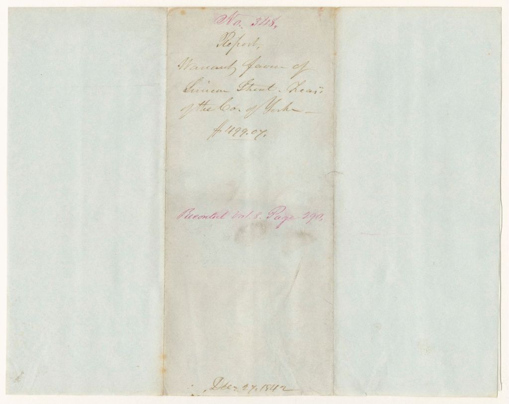 Miniature of Report 348: Report - Warrant in Favor of Simeon Strout, Treasurer of York County