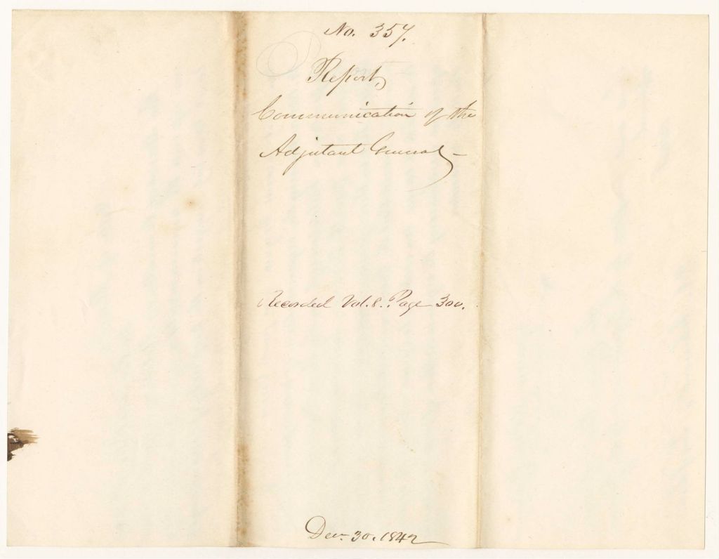 Miniature of Report 357: Report - Communication of the Adjutant General