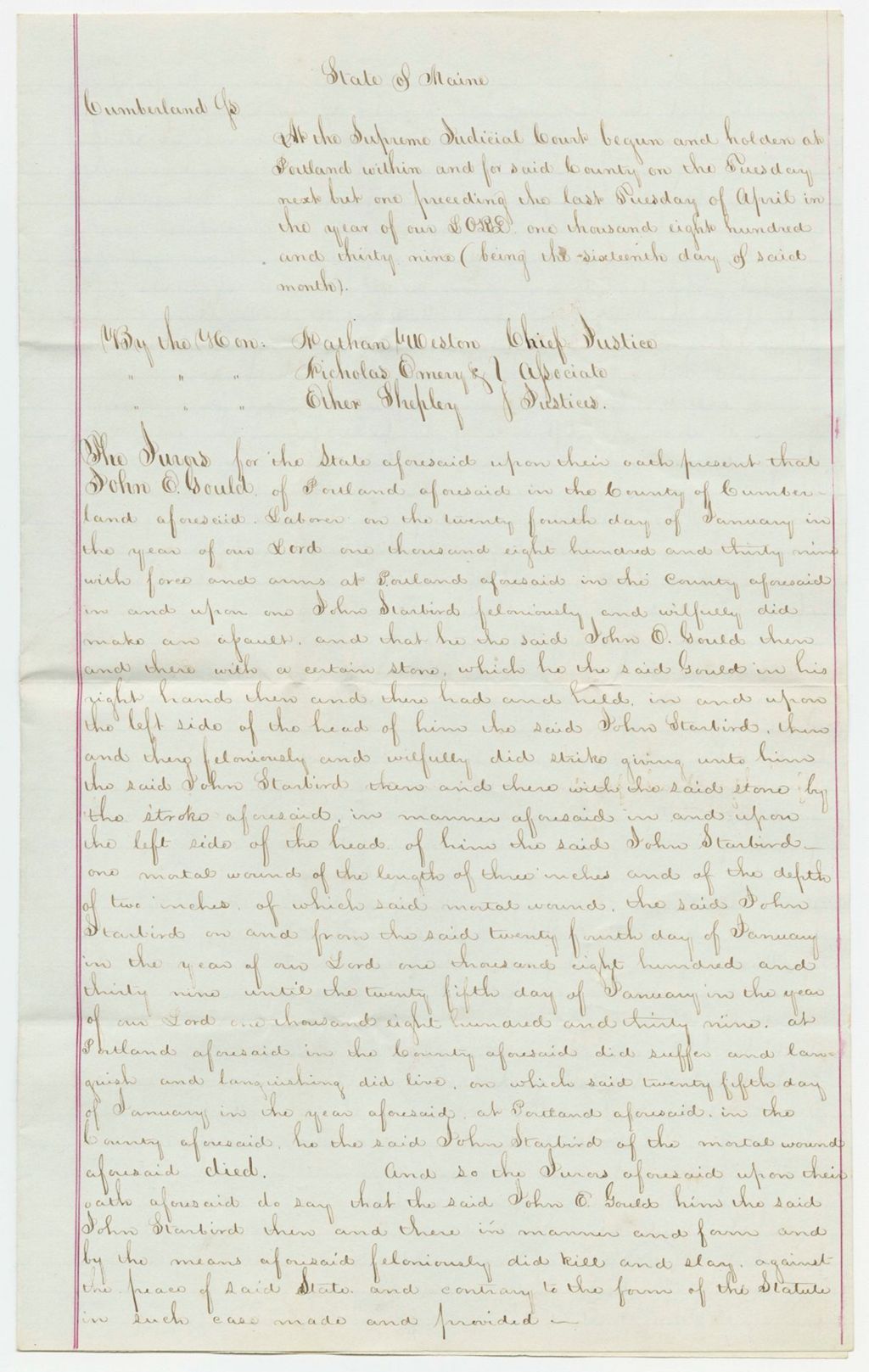 Miniature of State v. John E. Gould, Copy of Record